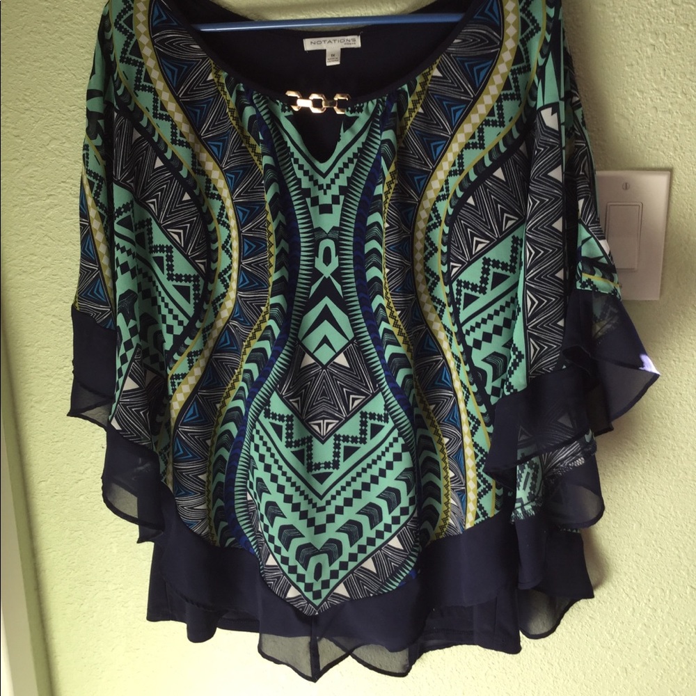 Fluttery Blouse, Blue/Green, Size 1X
